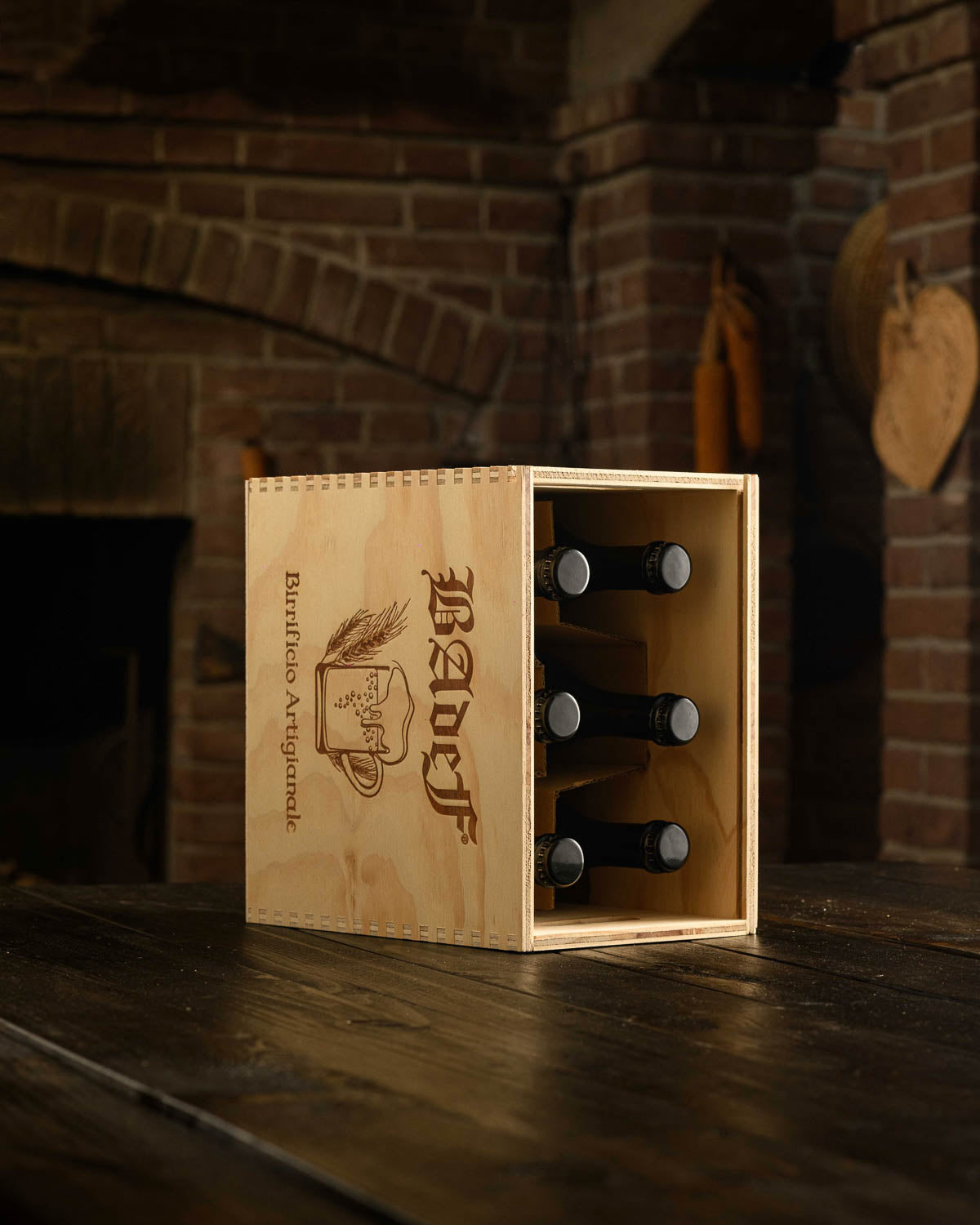 confezione regalo 6 bottiglie in legno birra birrificio artigianale badef